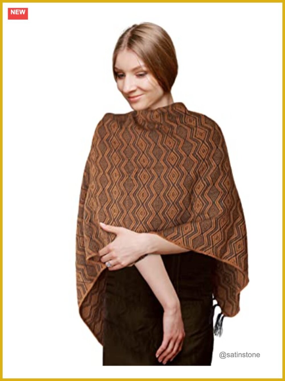 Handwoven Alpaca Wool Shawl Wrap Pashmina Ruana - 61x22 Lightweight Soft Warm
